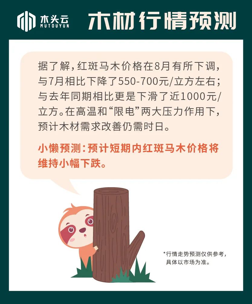木材行情｜8月17日红斑马木行情走势预测