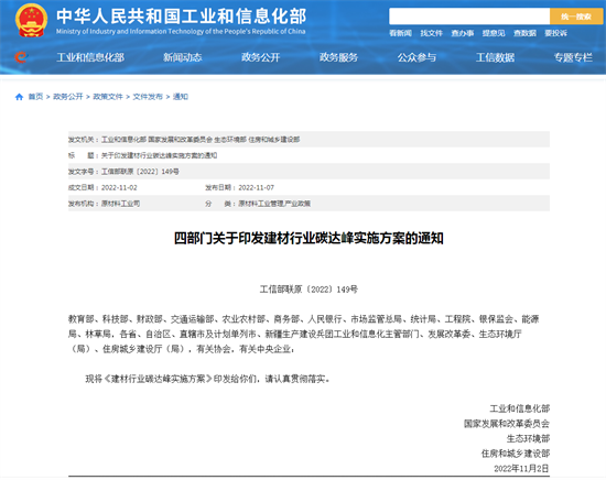 四部门联合印发《建材行业碳达峰实施方案》，木材将成建材减碳主战力!