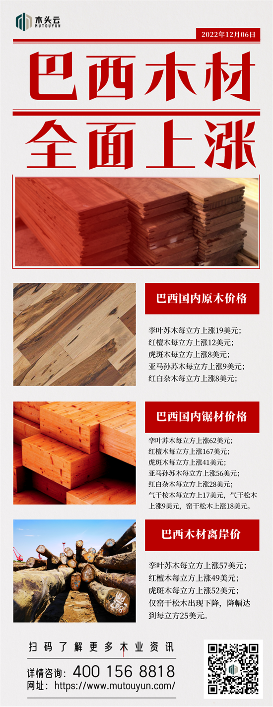 巴西木材价格全面上涨，进口商需注意