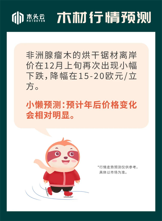 木材行情｜12月21日非洲腺瘤木行情走势预测